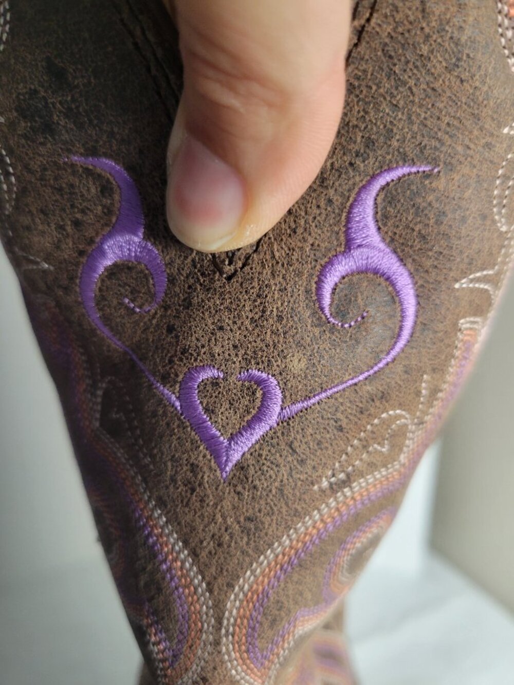 Justin Brown Leather Embroidered Western Cowboy Boots Women's 9B - Picture 8 of 13
